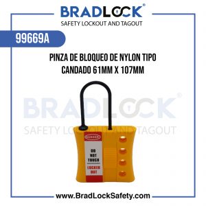 PINZA DE BLOQUEO DE NYLON TIPO CANDADO 61MM X 107MM COD 99669A BRADLOCK DISPOSITIVO DE BLOQUEO WWW.BRADLOCKSAFETY.COM TELF: 934067134 DISTRIBUIDOR OFICIAL CORPORACION PROVINSUR SAC