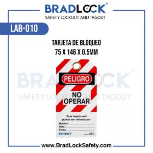 TARJETA DE BLOQUEO 75X146X0.5MM COD LAB-010 BRADLOCK DISPOSITIVO DE BLOQUEO WWW.BRADLOCKSAFETY.COM TELF: 934067134 DISTRIBUIDOR OFICIAL CORPORACION PROVINSUR SAC